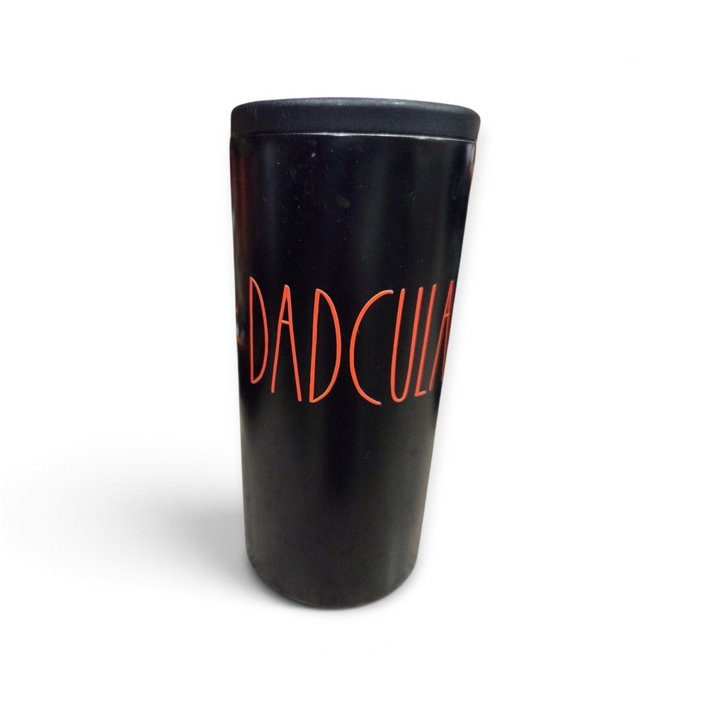 Rae Dunn Dadcula Insulated Slim Can Cooler Matte Black Orange Halloween Cup